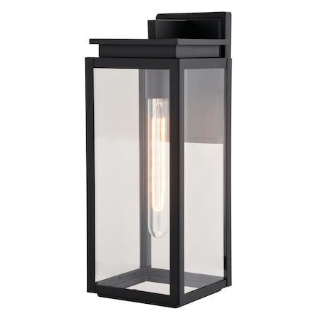 Vaxcel Uptown 1 Light Matte Black Transitional Outdoor Wall Lantern Clear Glass T0777